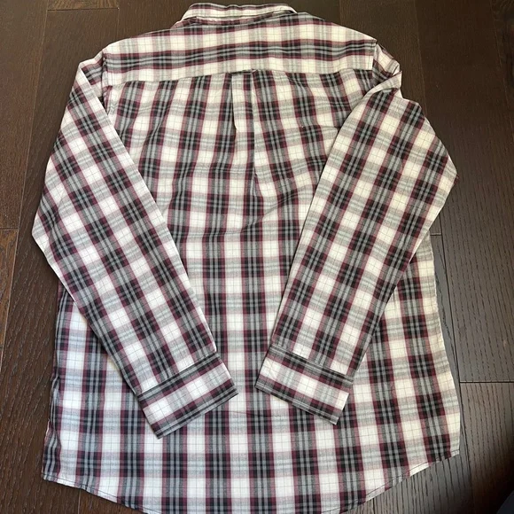 Chaps Ralph Lauren Polo White Sand Plaid L/S Button Front Shirt - Picture 5 of 5